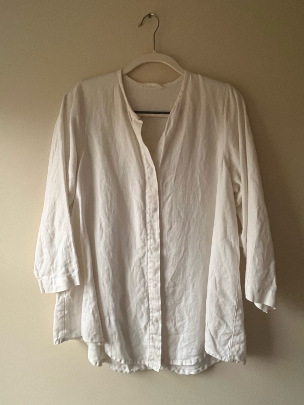 Elizabeth Suzann Kara White Button-Down in Linen Small